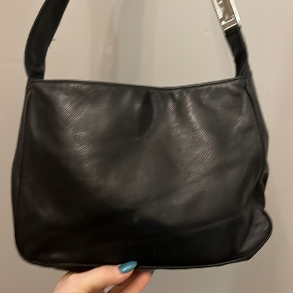 Vintage Ralph Lauren RL Leather Bag Snap Top Black Shoulder Strap Soft 1990’s - Picture 2 of 9